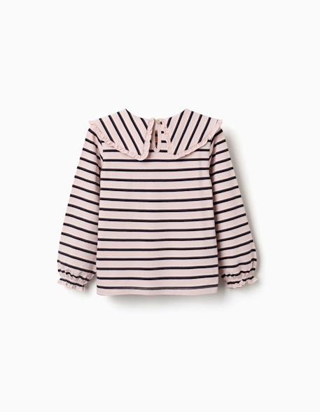 T-shirt à manches longues et à rayures Blanc+Rose clair 5 - vertbaudet enfant 