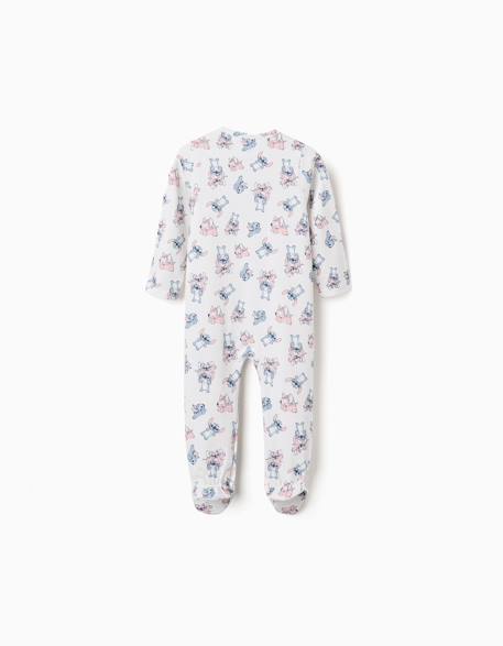 Pyjama avec pieds en coton avec motif stitch Beige clair 2 - vertbaudet enfant 