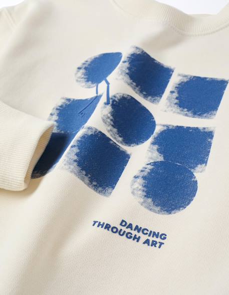 Sweat en coton avec imprimé abstrait Blanc 3 - vertbaudet enfant 