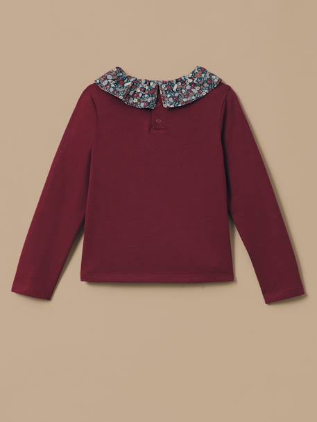 T-shirt col tissu liberty fille Cerise+Marine 2 - vertbaudet enfant 