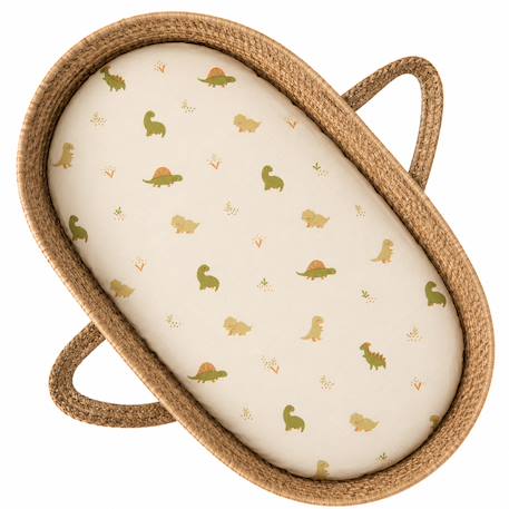 Set de 2 draps housse pour couffin en gaze de coton dino Écru 4 - vertbaudet enfant 