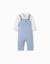 Ensemble body et salopette en coton Bleu clair 1 - vertbaudet enfant 