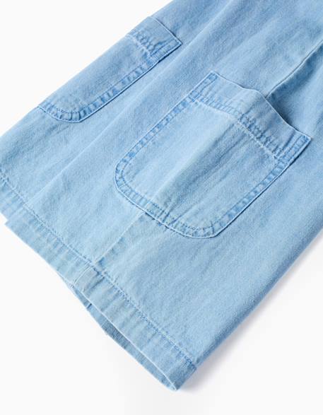 Combishort en jean avec bretelles à motif floral Bleu 4 - vertbaudet enfant 