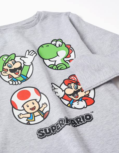 Pyjama en coton à manches longues avec imprimé super mario Gris clair 3 - vertbaudet enfant 