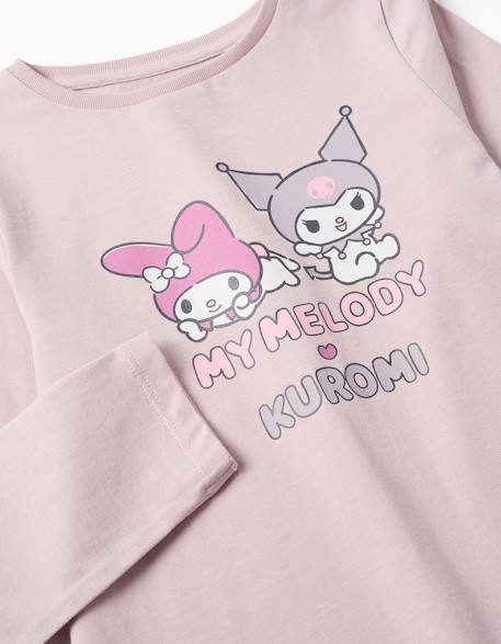 T-shirt en coton à manches longues avec imprimé kuromi Mauve clair 3 - vertbaudet enfant 