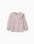 T-shirt à manches longues et à rayures Blanc+Rose clair 1 - vertbaudet enfant 