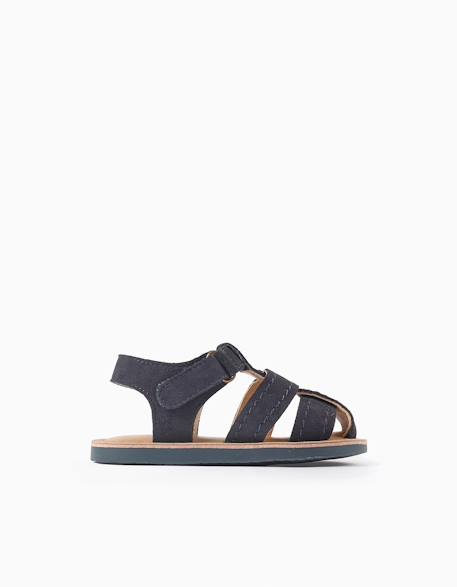 Sandales fermées en suède avec semelle antidérapante Bleu 1 - vertbaudet enfant 
