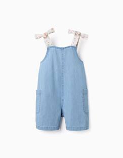 Combishort en jean avec bretelles à motif floral  - vertbaudet enfant