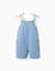Combishort en jean avec bretelles à motif floral Bleu 1 - vertbaudet enfant 