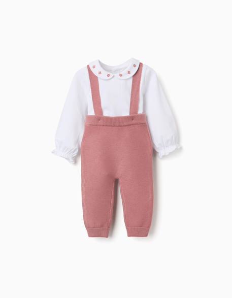 Ensemble body en coton et pantalon en maille Rose 1 - vertbaudet enfant 