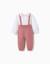 Ensemble body en coton et pantalon en maille Rose 1 - vertbaudet enfant 