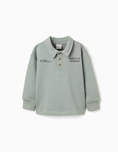 -Sweat en coton avec col polo et imprimé
