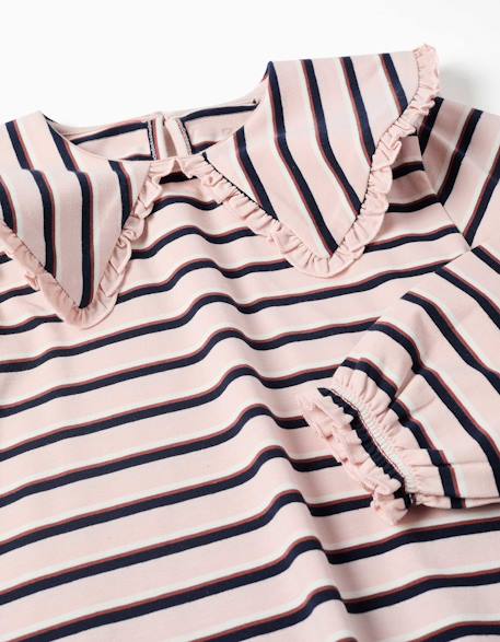 T-shirt à manches longues et à rayures Blanc+Rose clair 6 - vertbaudet enfant 