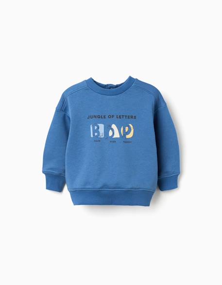 Sweat en coton avec ours et lettres imprimés Bleu+Jaune 1 - vertbaudet enfant 