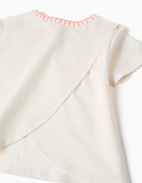 T-shirt en coton avec col brodé Beige clair 3 - vertbaudet enfant 