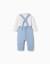 Ensemble body et salopette en coton Bleu clair 2 - vertbaudet enfant 