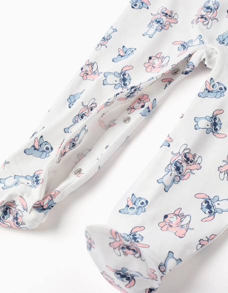Pyjama avec pieds en coton avec motif stitch Beige clair 4 - vertbaudet enfant 