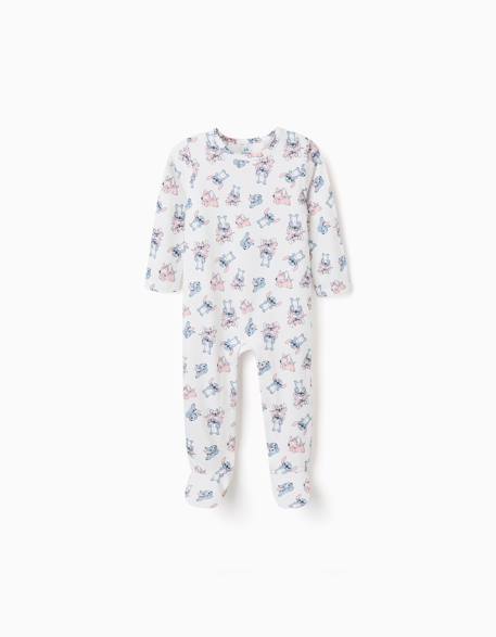 Pyjama avec pieds en coton avec motif stitch Beige clair 1 - vertbaudet enfant 