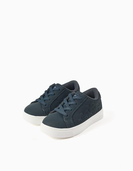 Baskets avec nœuds en relief et lacets élastiques Bleu 2 - vertbaudet enfant 