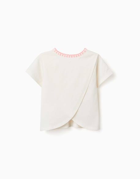 T-shirt en coton avec col brodé Beige clair 2 - vertbaudet enfant 