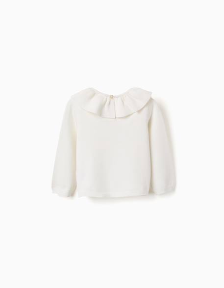 Pull en maille avec col à volants Blanc 2 - vertbaudet enfant 