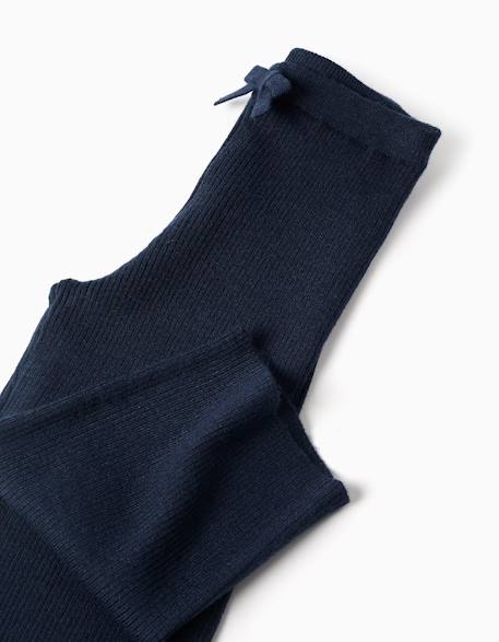 Pantalon à jambe large en maille côtelée Bleu foncé 4 - vertbaudet enfant 