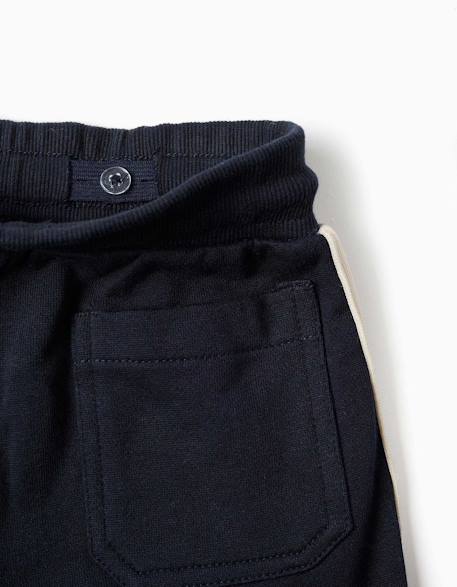 Pantalon de jogging en coton avec bande à rayures Bleu foncé 3 - vertbaudet enfant 