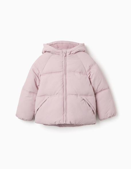 Doudoune avec capuche et doublure en polaire Gris foncé+Mauve clair 5 - vertbaudet enfant 