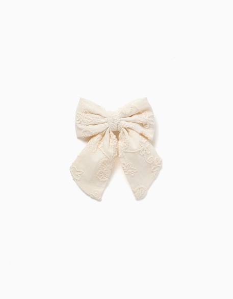 Bébé-Accessoires-Barrette avec nœud et broderie