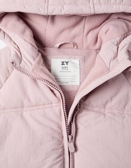 Doudoune avec capuche et doublure en polaire Gris foncé+Mauve clair 7 - vertbaudet enfant 