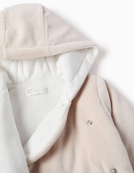 Veste matelassée en velours avec capuche et doublure Gris clair 4 - vertbaudet enfant 