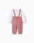 Ensemble body en coton et pantalon en maille Rose 2 - vertbaudet enfant 