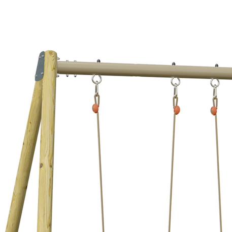 Portique balançoire double techwood harmonie doublo 2 - pour 2 enfants Bleu/corail 4 - vertbaudet enfant 