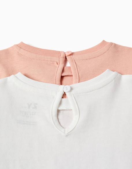 Lot de 2 t-shirts à manches longues avec imprimés de l'art Rose clair+Vert clair 4 - vertbaudet enfant 