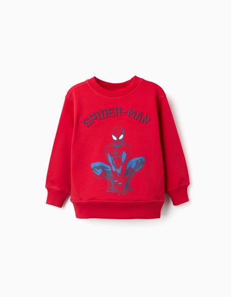 Sweat en coton peigné avec imprimé en relief spider-man Rouge 1 - vertbaudet enfant 