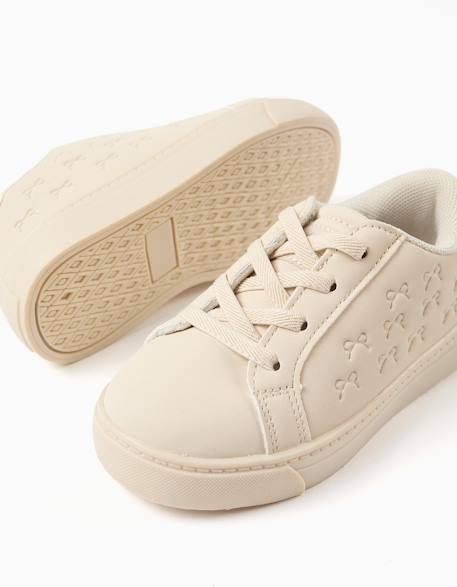Baskets avec nœuds en relief et lacets élastiques Beige 2 - vertbaudet enfant 
