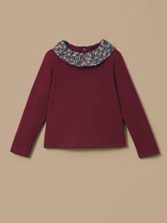 T-shirt col tissu liberty fille  - vertbaudet enfant