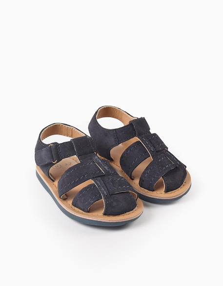 Sandales fermées en suède avec semelle antidérapante Bleu 2 - vertbaudet enfant 
