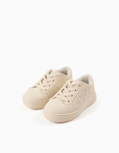Baskets avec nœuds en relief et lacets élastiques Beige 3 - vertbaudet enfant 