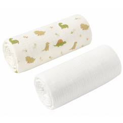 Set de 2 draps housse pour couffin en gaze de coton dino  - vertbaudet enfant