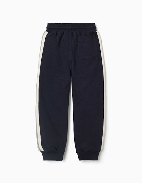 Pantalon de jogging en coton avec bande à rayures Bleu foncé 2 - vertbaudet enfant 