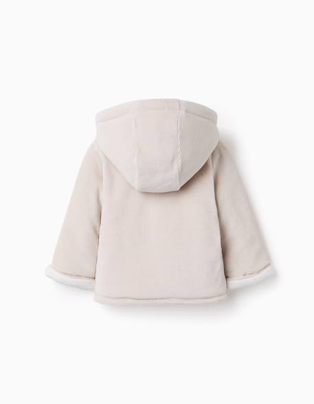 Veste matelassée en velours avec capuche et doublure Gris clair 2 - vertbaudet enfant 