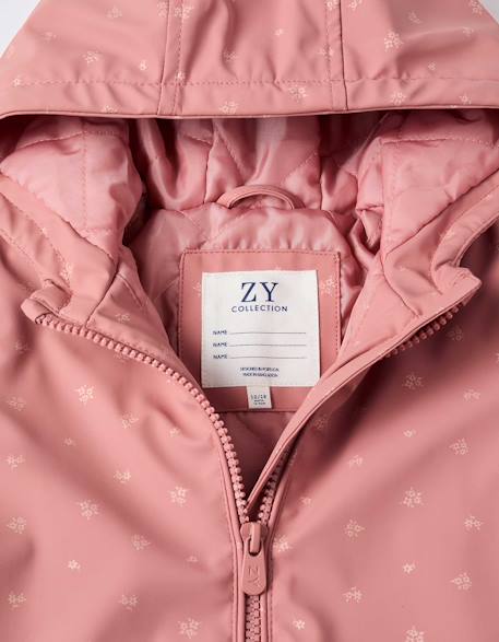 Parka en caoutchouc rembourrée avec capuche et poches Rose 3 - vertbaudet enfant 
