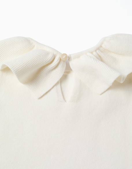 Pull en maille avec col à volants Blanc 4 - vertbaudet enfant 