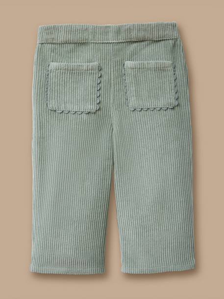Pantalon en velours festonné bébé Rose poudre+Vert pastel 3 - vertbaudet enfant 