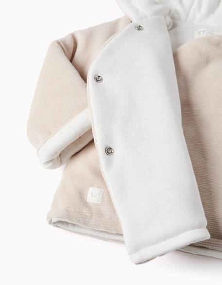 Veste matelassée en velours avec capuche et doublure Gris clair 3 - vertbaudet enfant 