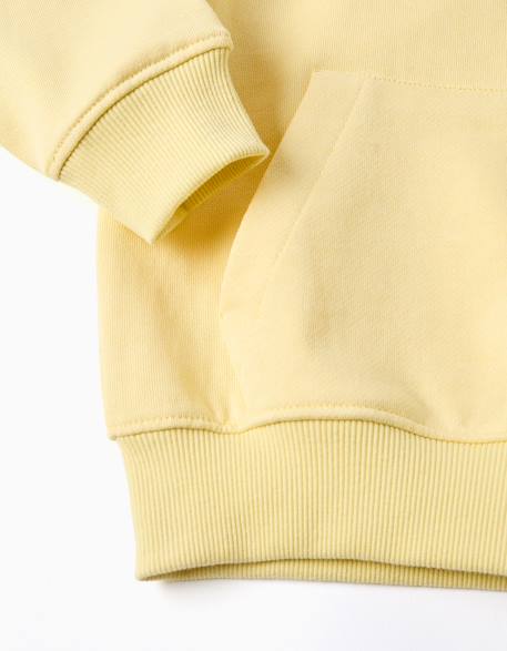 Sweat en coton avec capuche et poche kangourou Jaune 4 - vertbaudet enfant 