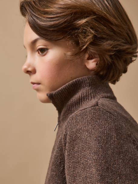 Pull col camionneur garçon Bleu chine+Marron 7 - vertbaudet enfant 