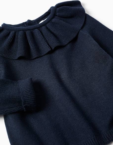 Pull en maille avec extrémités festonnées Bleu foncé 3 - vertbaudet enfant 