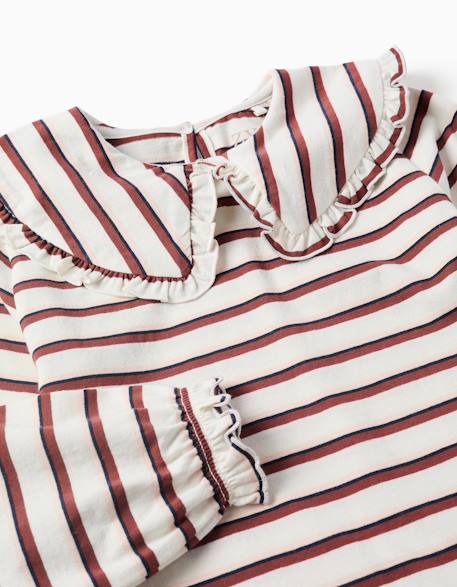 T-shirt à manches longues et à rayures Blanc+Rose clair 3 - vertbaudet enfant 
